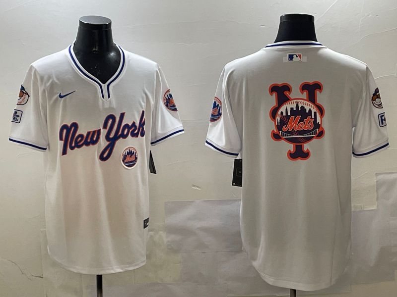 Men New York Mets Blank White Throwback Game 2025 Nike MLB Jersey style 6